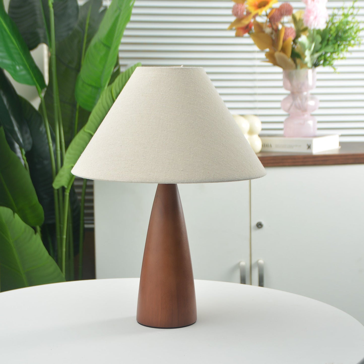 Solid Wood Retro Table Lamp with Adjustable Brightness for Living Room & Bedroom Lighting