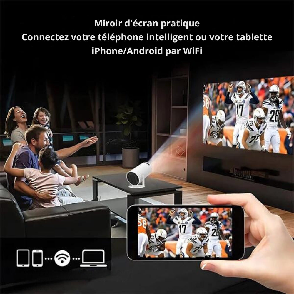 Portable 4K Mini Projector | Compact Design, Wi-Fi 6 & Bluetooth 5.0 for Home Entertainment & Outdoor Movie Nights
