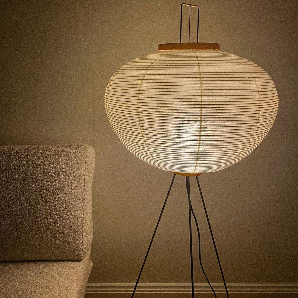 LED Rice Paper Floor Lamp - Adjustable Height, Soft Ambient Light for Living Room & Bedroom Decor