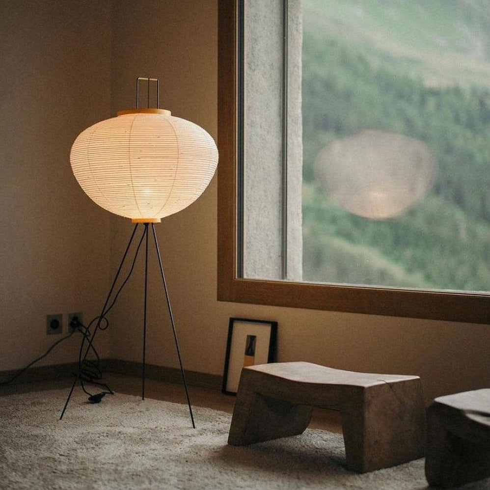 LED Rice Paper Floor Lamp - Adjustable Height, Soft Ambient Light for Living Room & Bedroom Decor