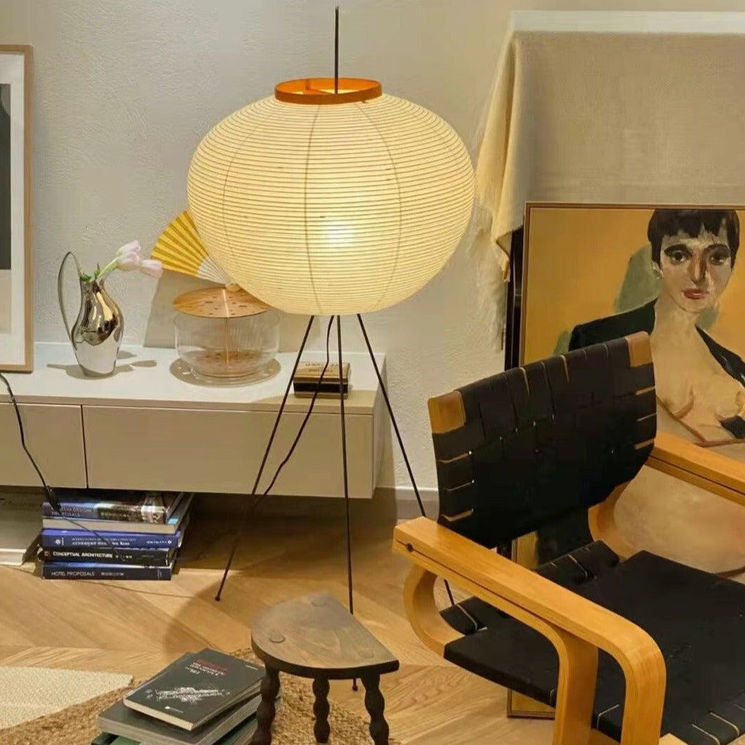 LED Rice Paper Floor Lamp - Adjustable Height, Soft Ambient Light for Living Room & Bedroom Decor