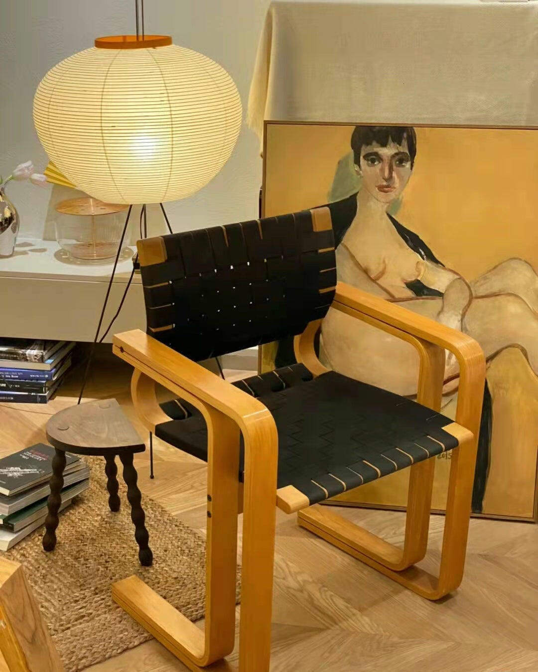 LED Rice Paper Floor Lamp - Adjustable Height, Soft Ambient Light for Living Room & Bedroom Decor