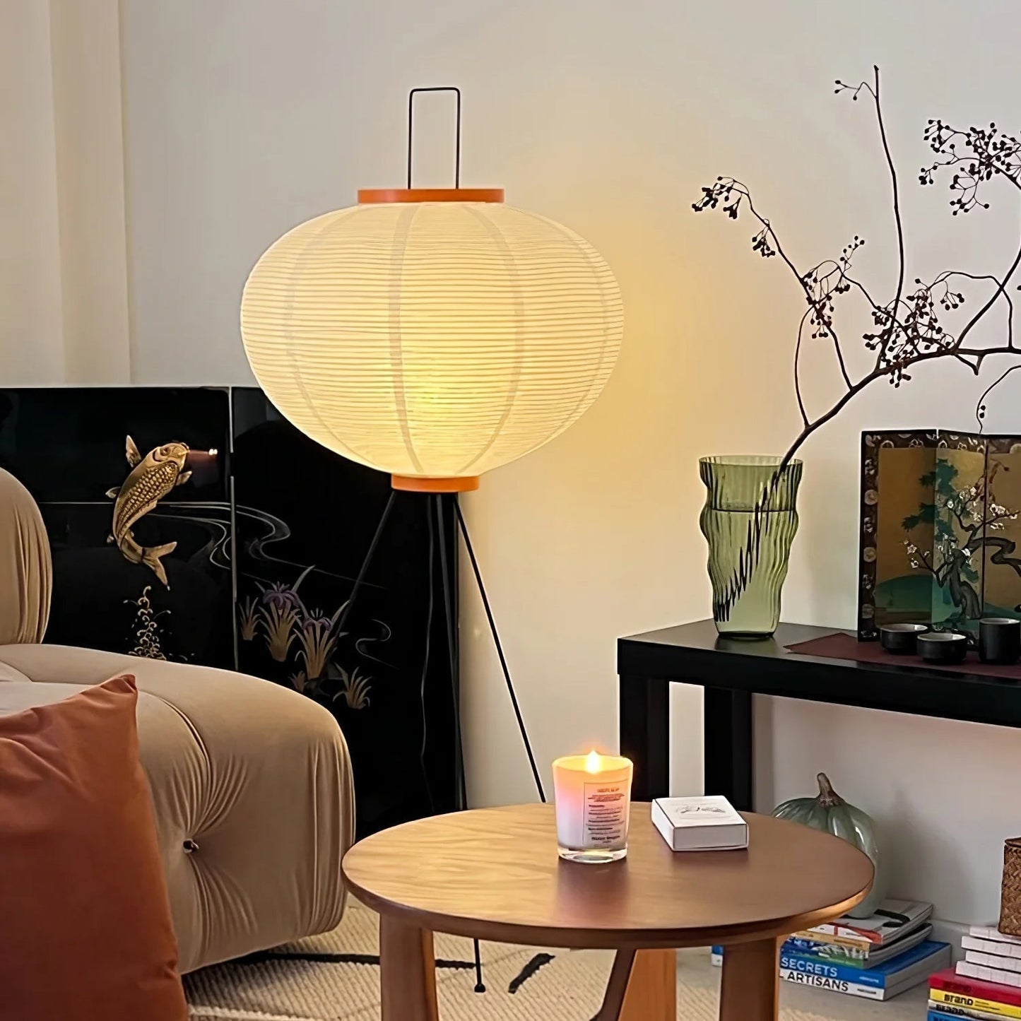LED Rice Paper Floor Lamp - Adjustable Height, Soft Ambient Light for Living Room & Bedroom Decor