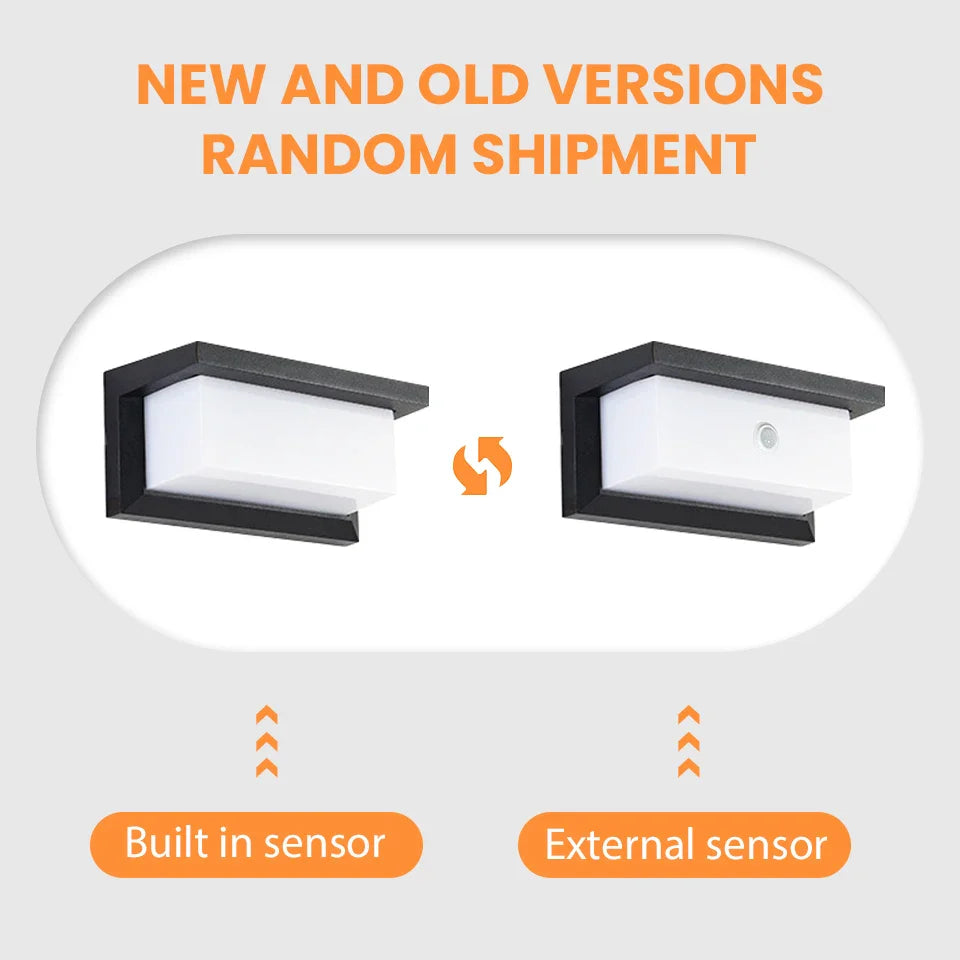 LED Outdoor Wall Light with Motion Sensor - Waterproof IP66 Porch & Garden Lighting for Balcony and Exterior Use