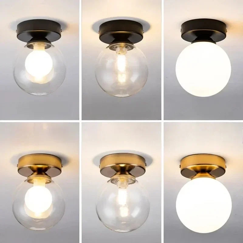LED Wrought Iron Glass Ceiling Lamp - Modern Nordic Design for Entrance, Porch, Corridor, Balcony & Staircase Lighting