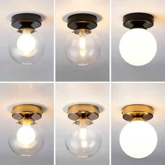 LED Wrought Iron Glass Ceiling Lamp - Modern Nordic Design for Entrance, Porch, Corridor, Balcony & Staircase Lighting