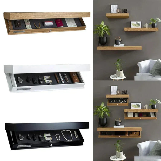Wall-Mounted Hidden Shelf | Durable Wooden Design with Secret Compartment for Clutter-Free Living Room, Bedroom & Kitchen Storage