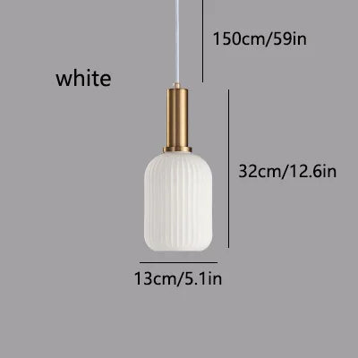 LED Glass Stripe Pendant Light - Creative E27 Hanging Fixture for Home Decoration in Living Room & Kitchen