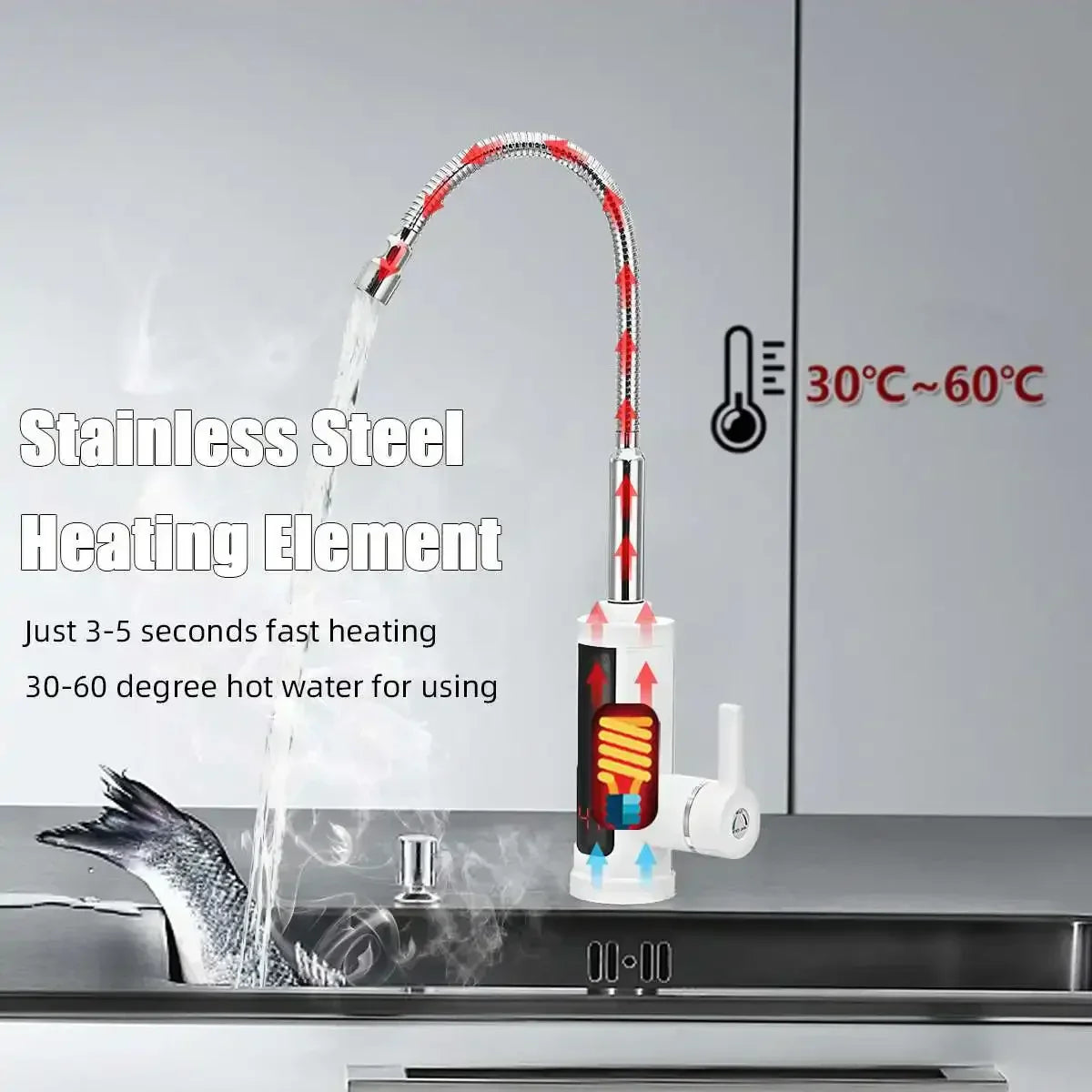 3000W Electric Instant Hot Water Tap | Energy-Efficient, Dual Function & Easy Installation for Kitchen and Bathroom