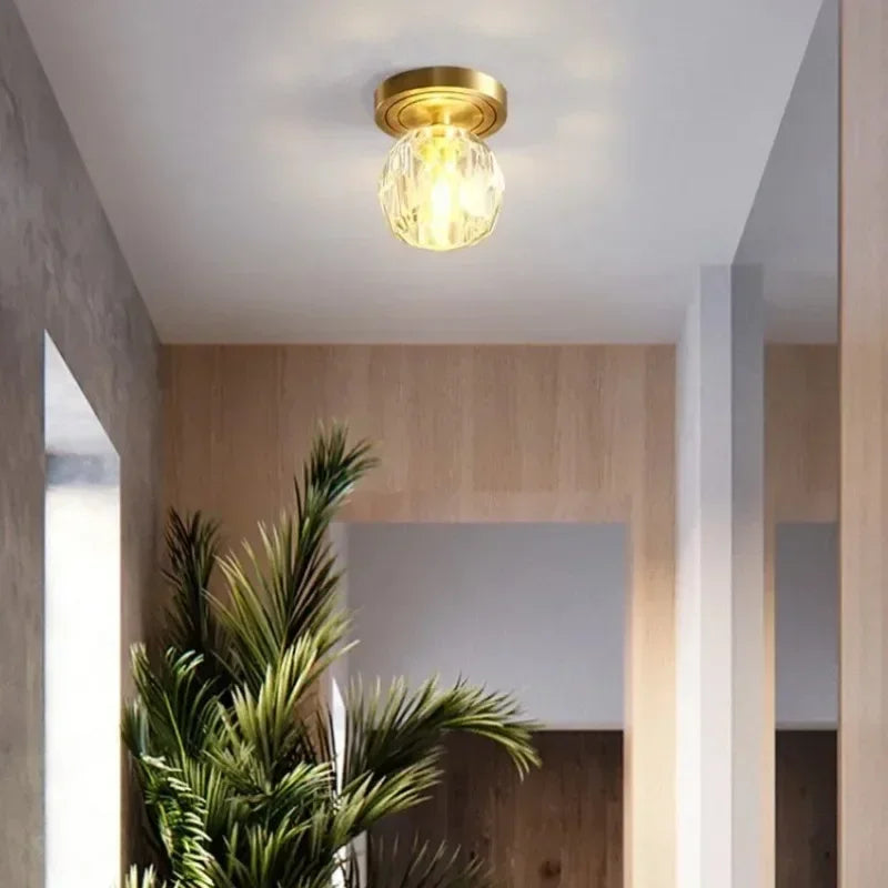 LED Wrought Iron Glass Ceiling Lamp - Modern Nordic Design for Entrance, Porch, Corridor, Balcony & Staircase Lighting