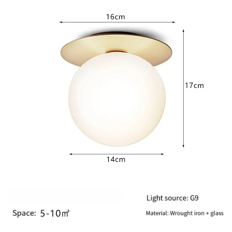 LED Wrought Iron Glass Ceiling Lamp - Modern Nordic Design for Entrance, Porch, Corridor, Balcony & Staircase Lighting