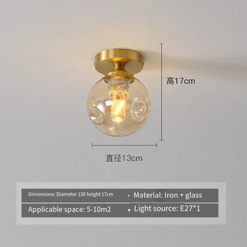 LED Wrought Iron Glass Ceiling Lamp - Modern Nordic Design for Entrance, Porch, Corridor, Balcony & Staircase Lighting