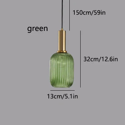 LED Glass Stripe Pendant Light - Creative E27 Hanging Fixture for Home Decoration in Living Room & Kitchen
