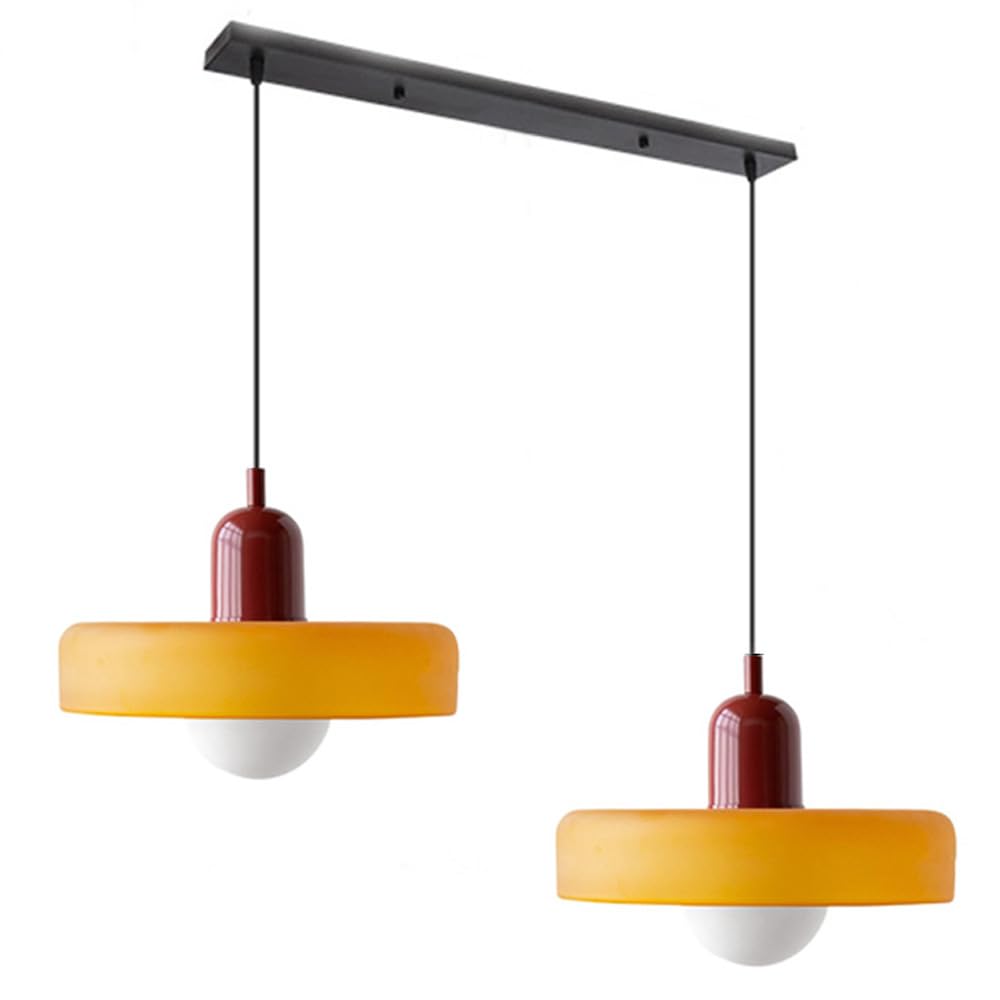 LED Glass Pendant Light with 2 Heads - Modern Design for Kitchen Island & Dining Room Lighting