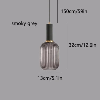 LED Glass Stripe Pendant Light - Creative E27 Hanging Fixture for Home Decoration in Living Room & Kitchen