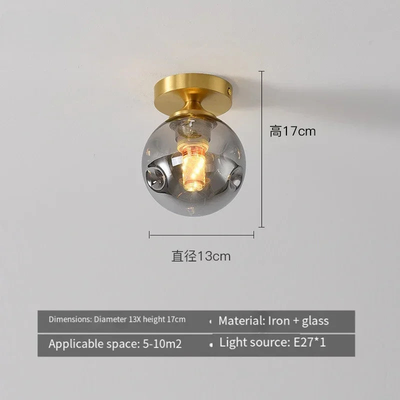 LED Wrought Iron Glass Ceiling Lamp - Modern Nordic Design for Entrance, Porch, Corridor, Balcony & Staircase Lighting