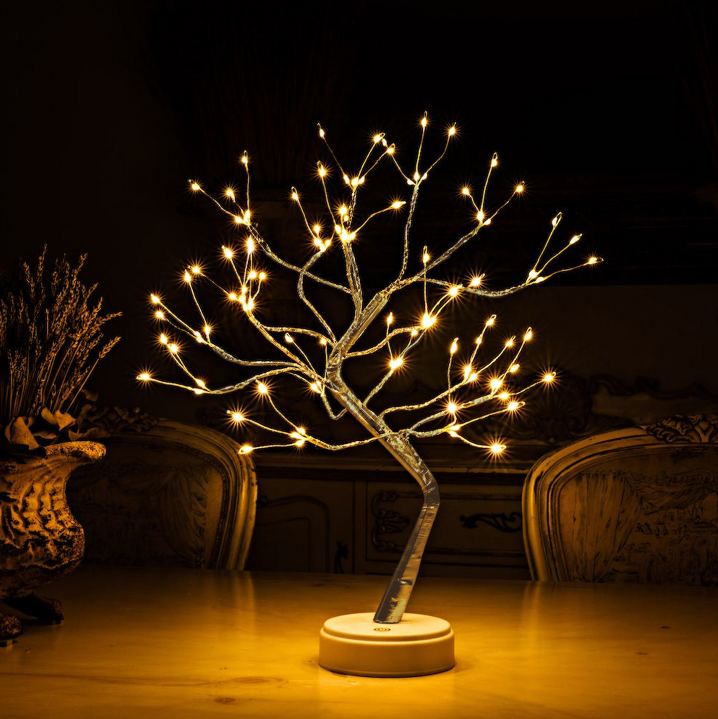 LED Rechargeable Table Lamp - Cordless Light Tree for Living Room, Reading, and Bedside Use