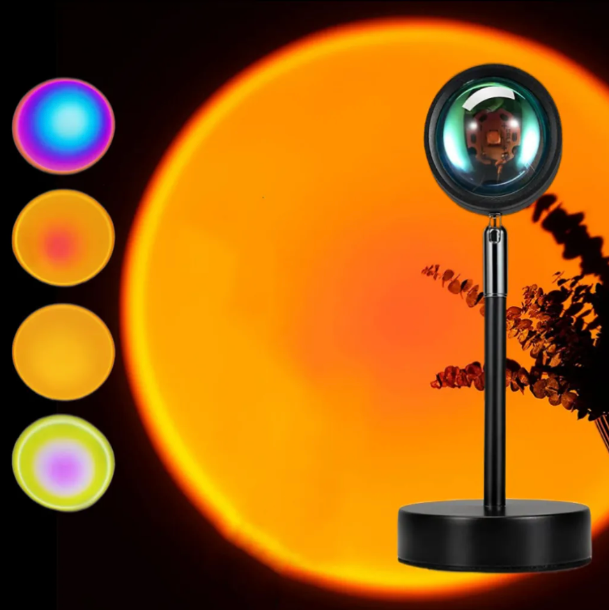 LED Sunset Projector Lamp with 16 Colors and Remote Control - USB Table Lamp for Bedroom & Night Light
