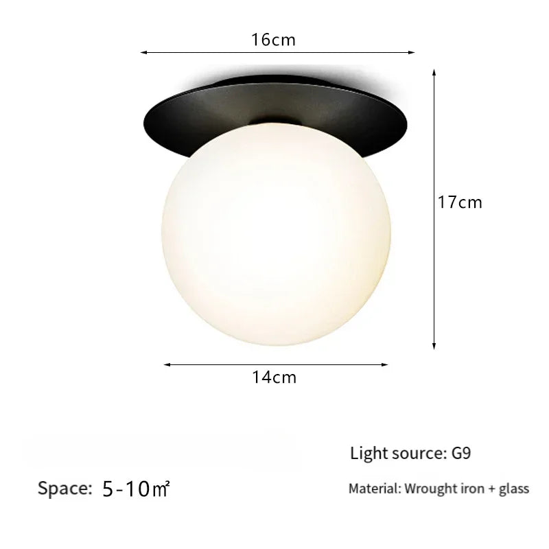 LED Wrought Iron Glass Ceiling Lamp - Modern Nordic Design for Entrance, Porch, Corridor, Balcony & Staircase Lighting