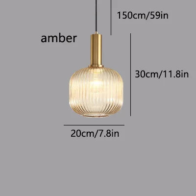 LED Glass Stripe Pendant Light - Creative E27 Hanging Fixture for Home Decoration in Living Room & Kitchen