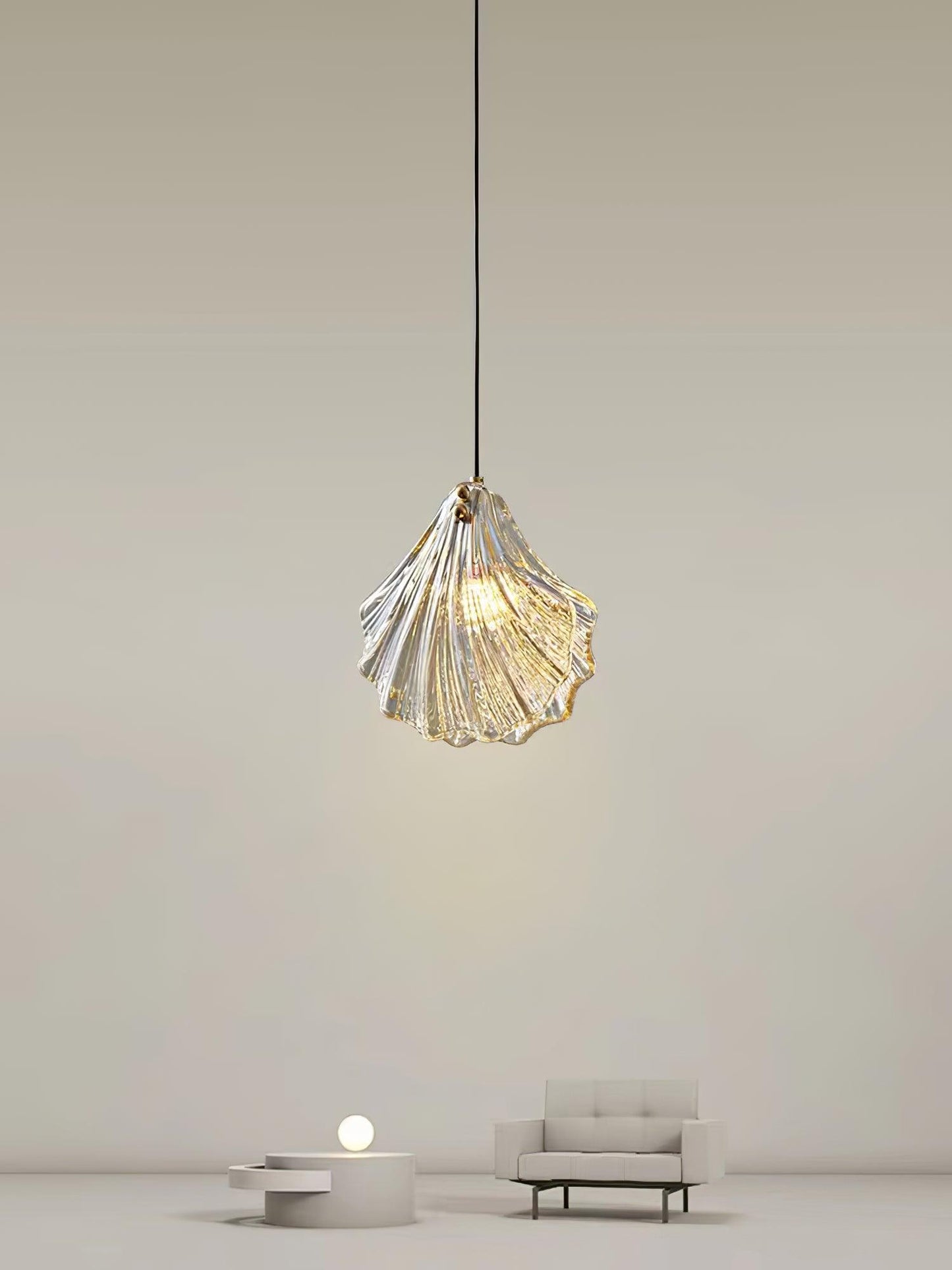 Shell Mini Pendant Light Fixture - Coastal Style Hanging Lamp for Kitchen Island & Dining Room