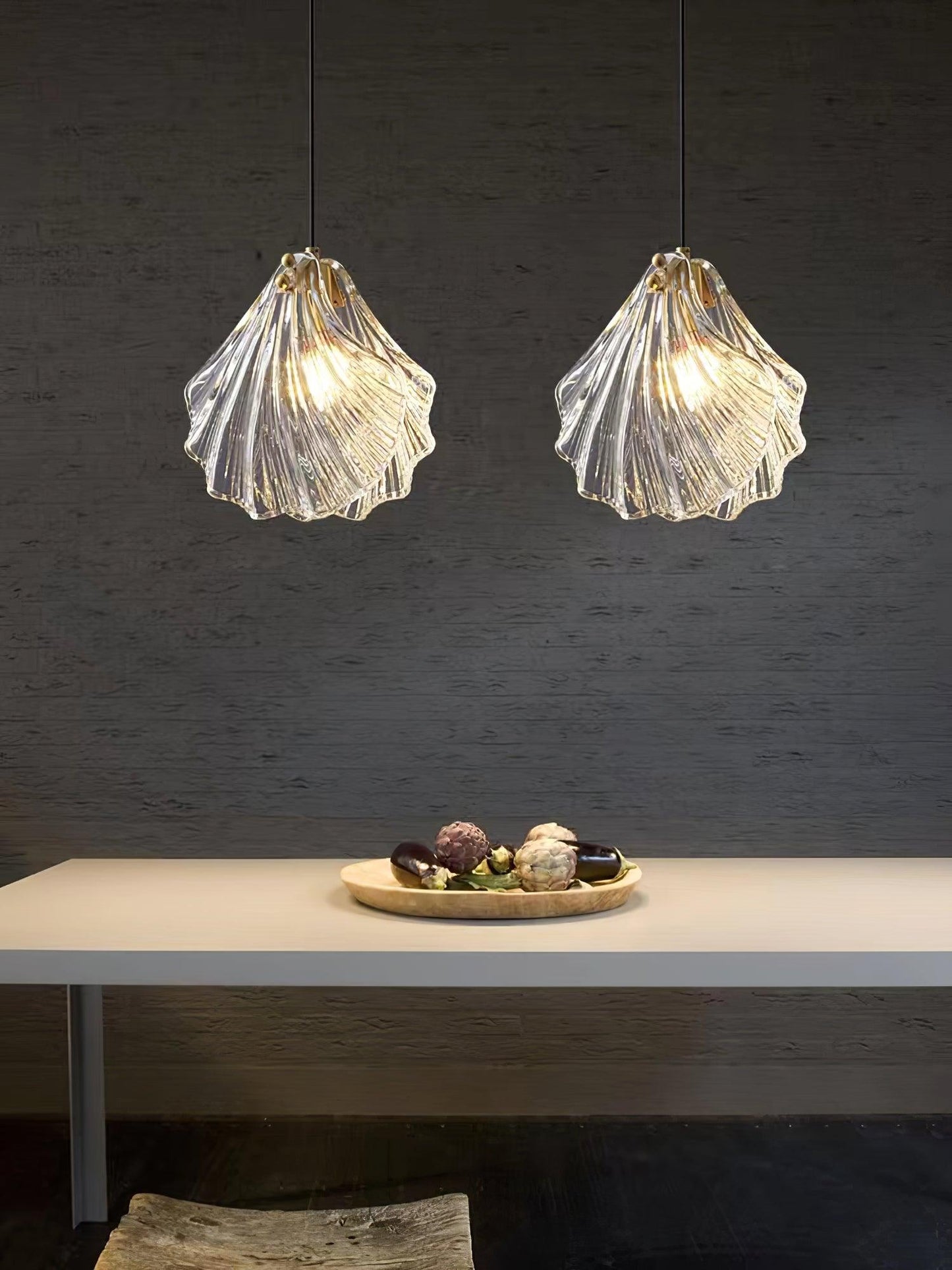 Shell Mini Pendant Light Fixture - Coastal Style Hanging Lamp for Kitchen Island & Dining Room