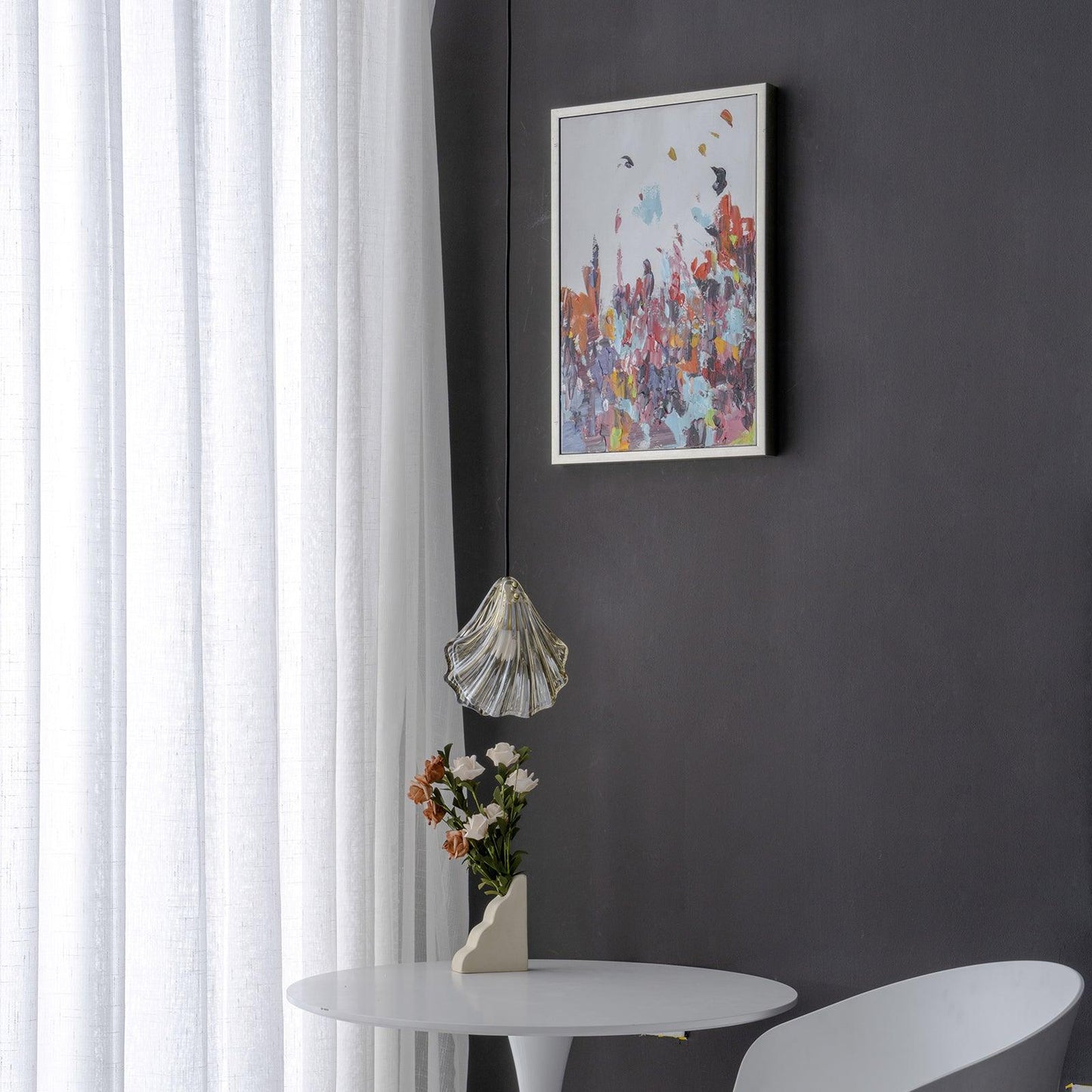 Shell Mini Pendant Light Fixture - Coastal Style Hanging Lamp for Kitchen Island & Dining Room