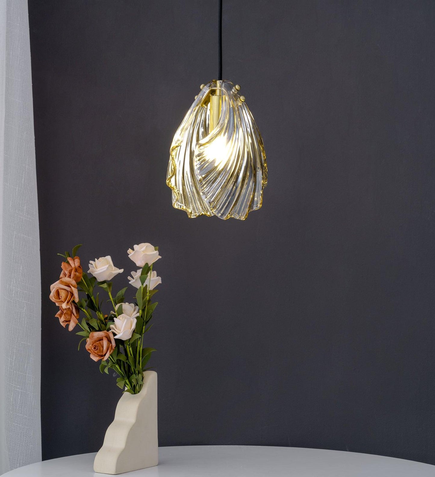 Shell Mini Pendant Light Fixture - Coastal Style Hanging Lamp for Kitchen Island & Dining Room