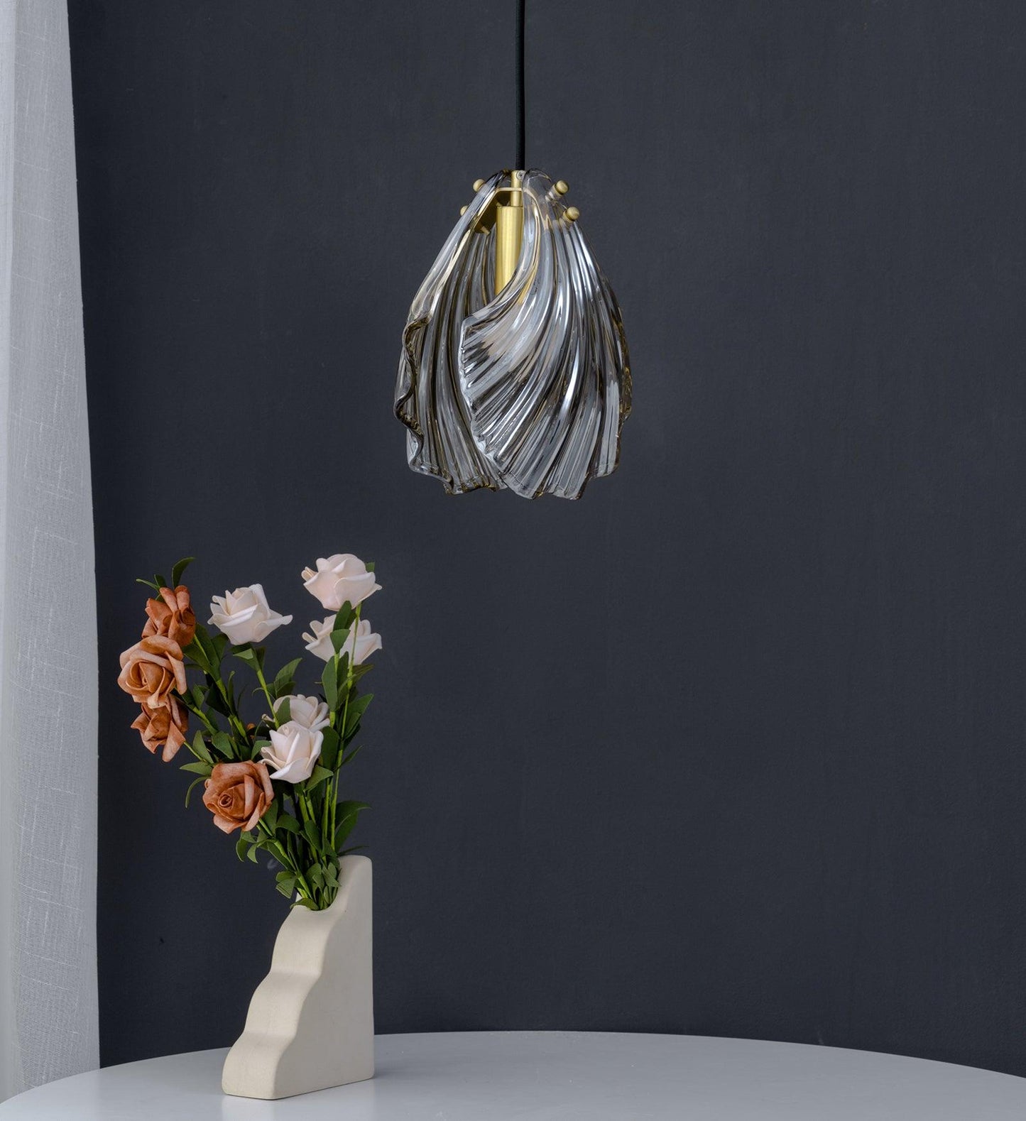 Shell Mini Pendant Light Fixture - Coastal Style Hanging Lamp for Kitchen Island & Dining Room