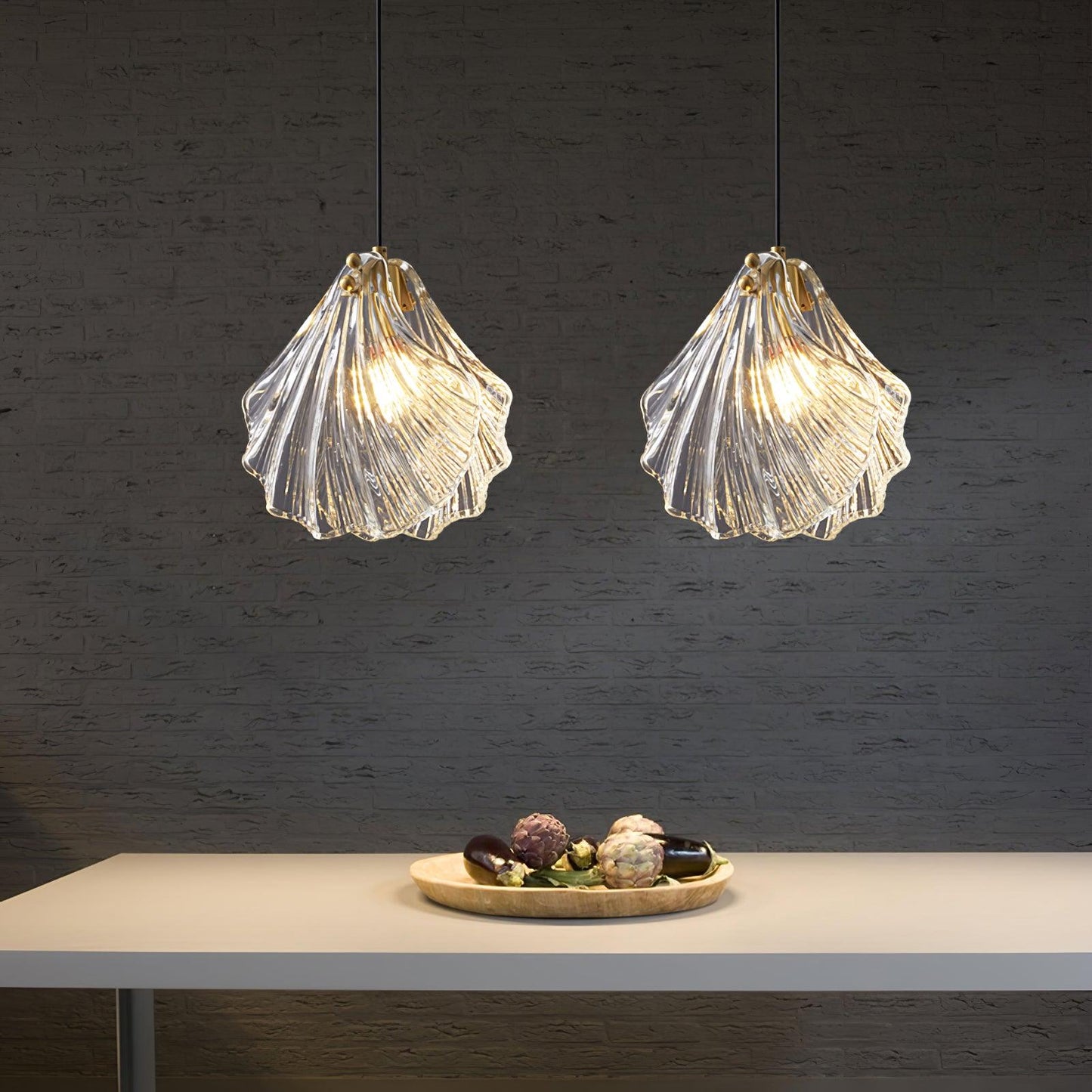 Shell Mini Pendant Light Fixture - Coastal Style Hanging Lamp for Kitchen Island & Dining Room