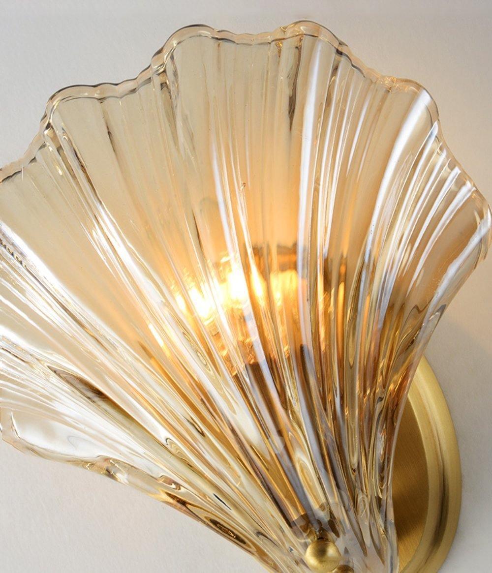 Shell Wall Light Fixture - Coastal Style Sconce for Living Room, Bedroom, and Hallway Decor