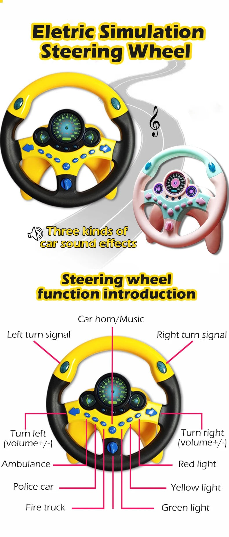 Childrens Steering Wheel Toy - Fun and Engaging Steering Wheel Toy for Young Car Enthusiasts