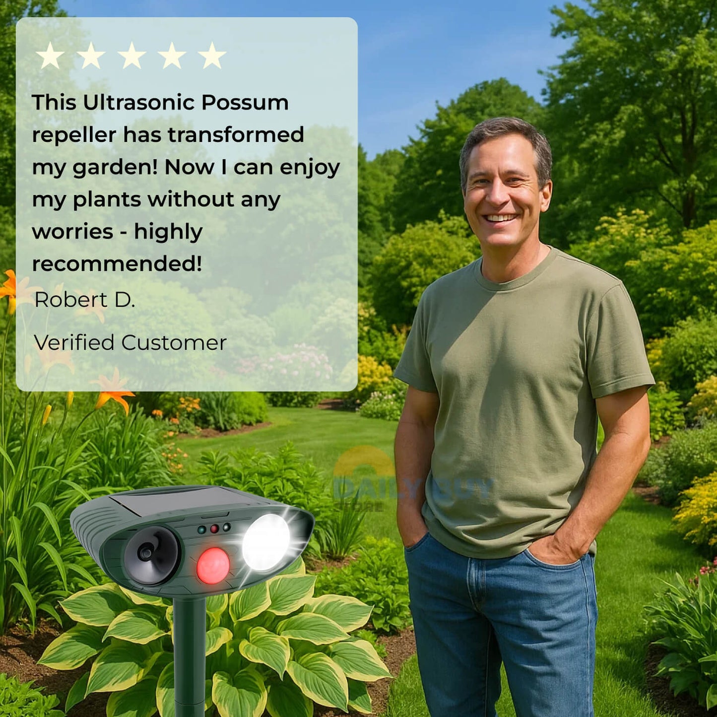 Ultrasonic Possum Repeller | Solar Powered, Waterproof & Chemical-Free for Effective Outdoor Pest Control
