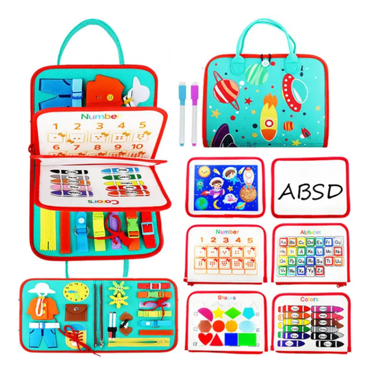 Portable Montessori Busy Board – Engaging Toddler Toy for Home & Travel