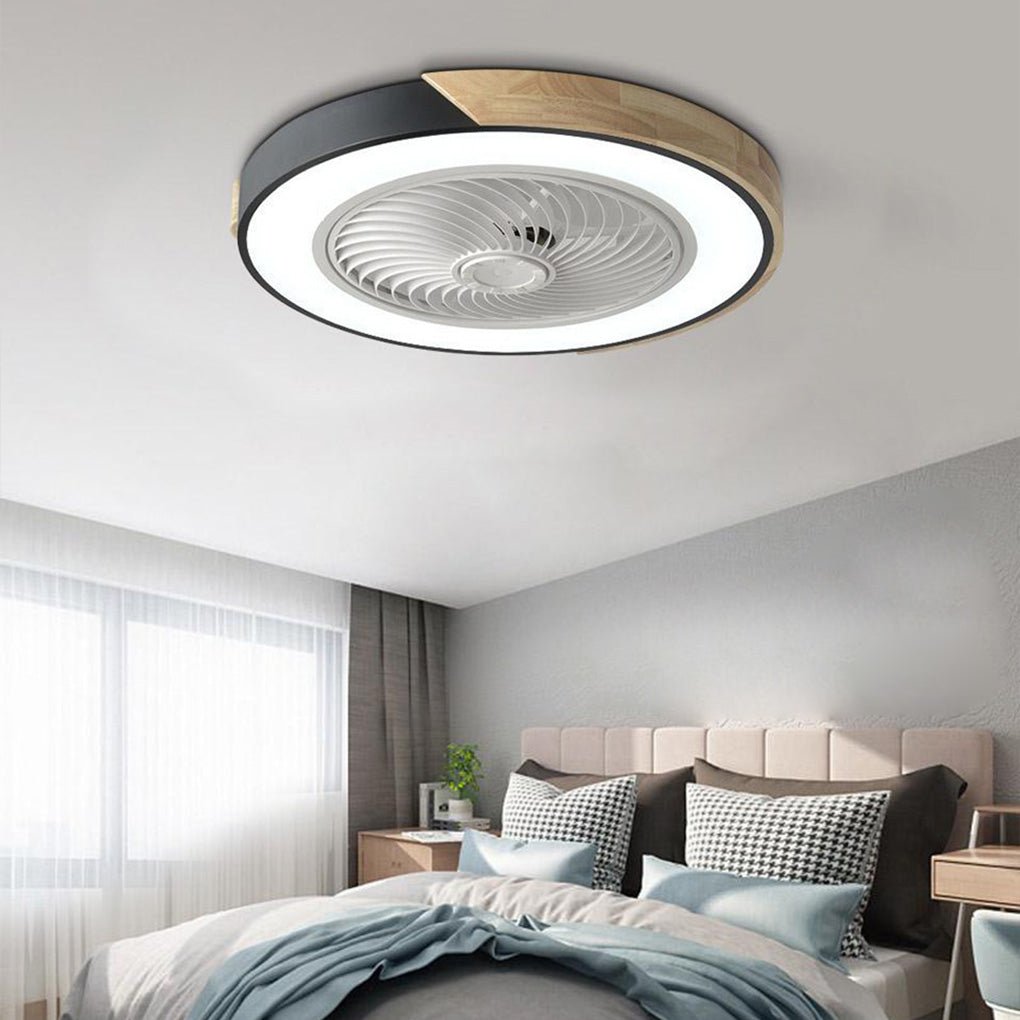 Integrated LED Bladeless Ceiling Fan Light with Remote Control - Round & Square Design for Modern Home Use
