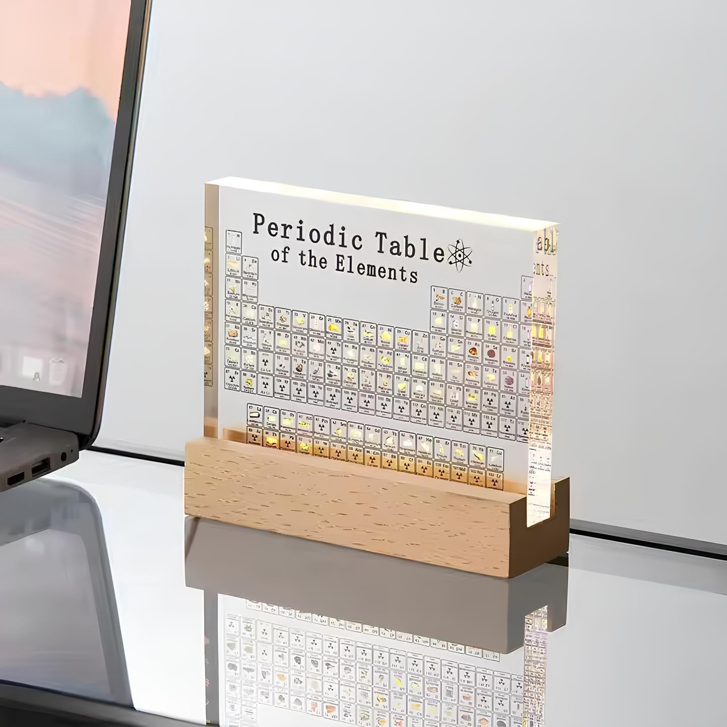 Illuminated Periodic Table with Real Elements | Premium Acrylic Display for Educational Use and Home Decor