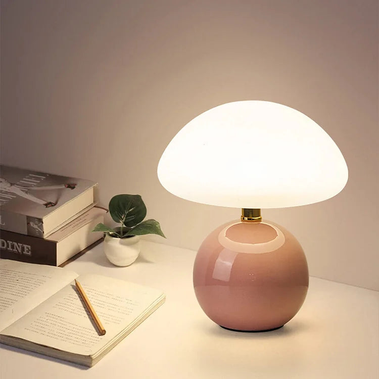 LED Mushroom Table Lamp in French Cream Finish - Modern Lighting for Living Room, Bedroom & Home Decor