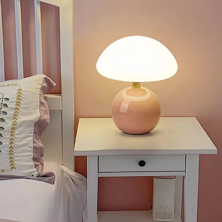 LED Mushroom Table Lamp in French Cream Finish - Modern Lighting for Living Room, Bedroom & Home Decor