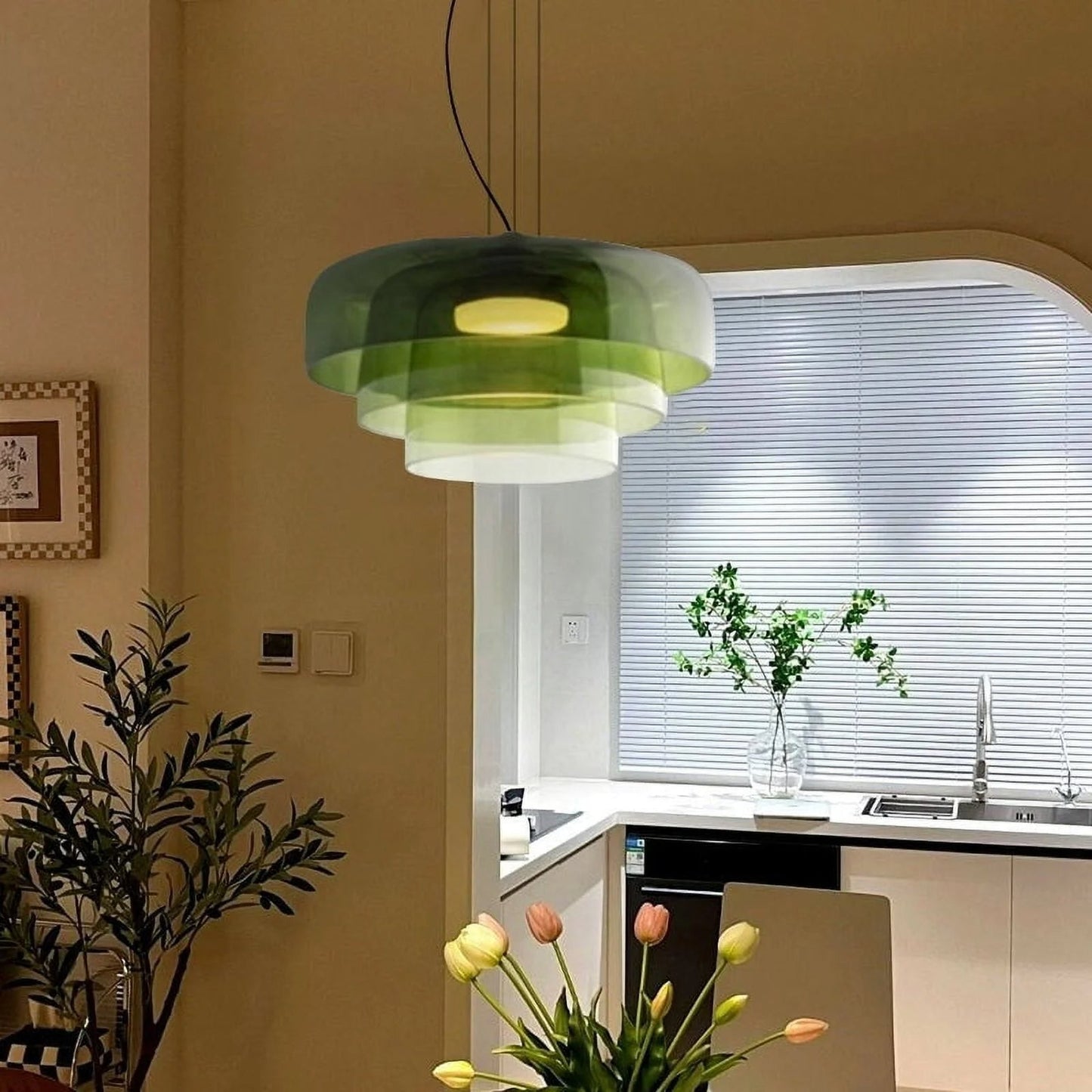 Nordic Glass Pendant Light Fixture - Modern Hanging Lamp for Kitchen Island & Dining Room