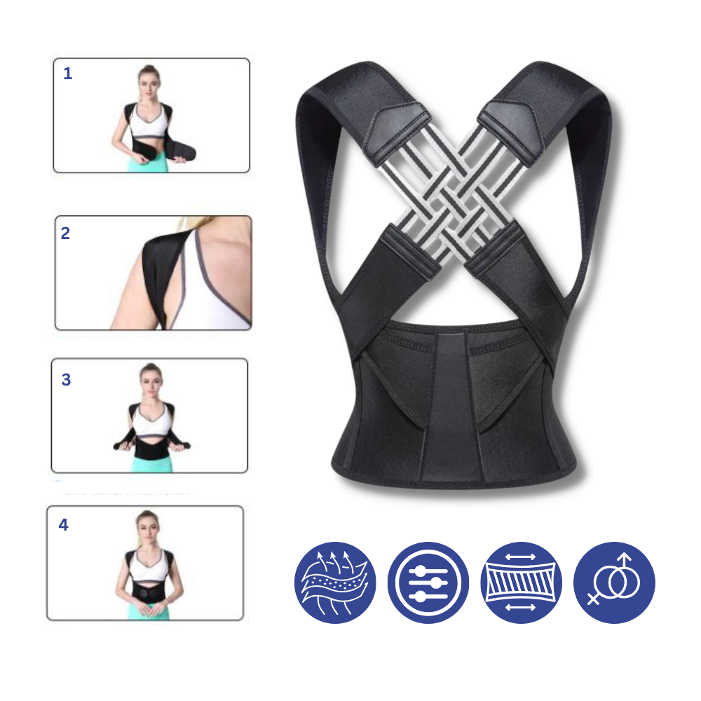 Adjustable Back Posture Brace | Back and Shoulder Alignment Strap | Effective Back Support for Everyday Use