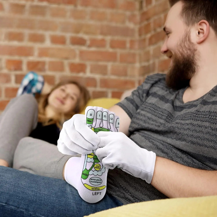 Reflexology Socks & Gloves Set | Acupressure Pen for Pain Relief, Relaxation & Improved Circulation at Home or Therapy Sessions