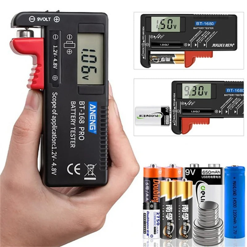 Digital Battery Tester | LCD Display for AAA, AA, Button Cell & CDN Batteries | Ideal for Home Electronics & Gadgets