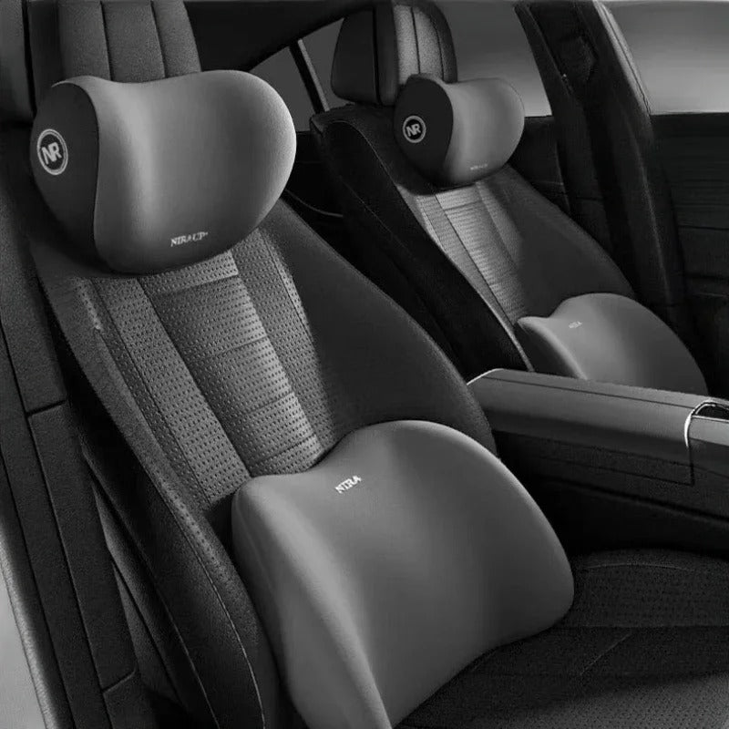 Car Memory Foam Neck & Lumbar Cushion | Ergonomic Support for Neck and Back Pain Relief During Long Drives