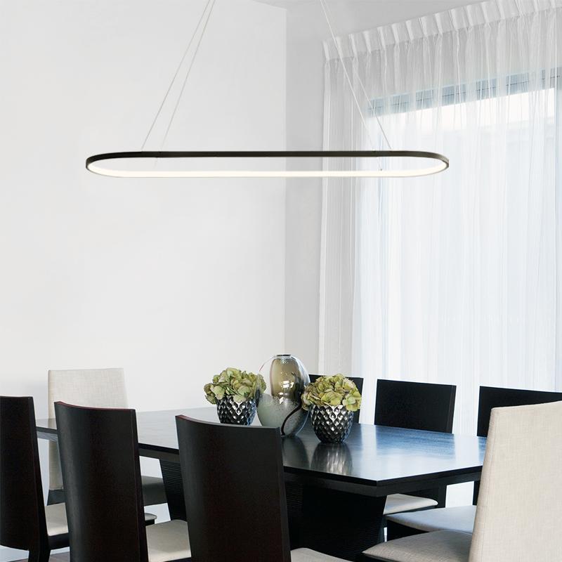 LED Oval Hanging Light Fixture - Modern Minimalist Design for Dining Room & Kitchen Lighting