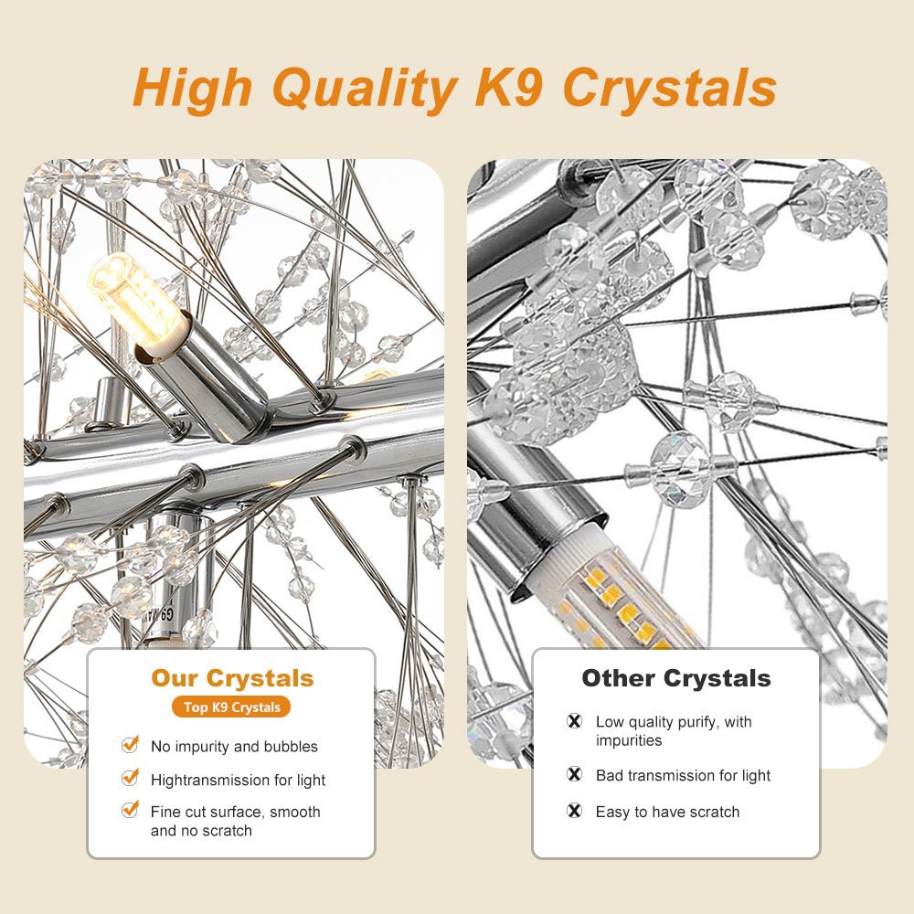 9-Light Linear Crystal Chandelier Fixture for Dining Room & Living Room Lighting