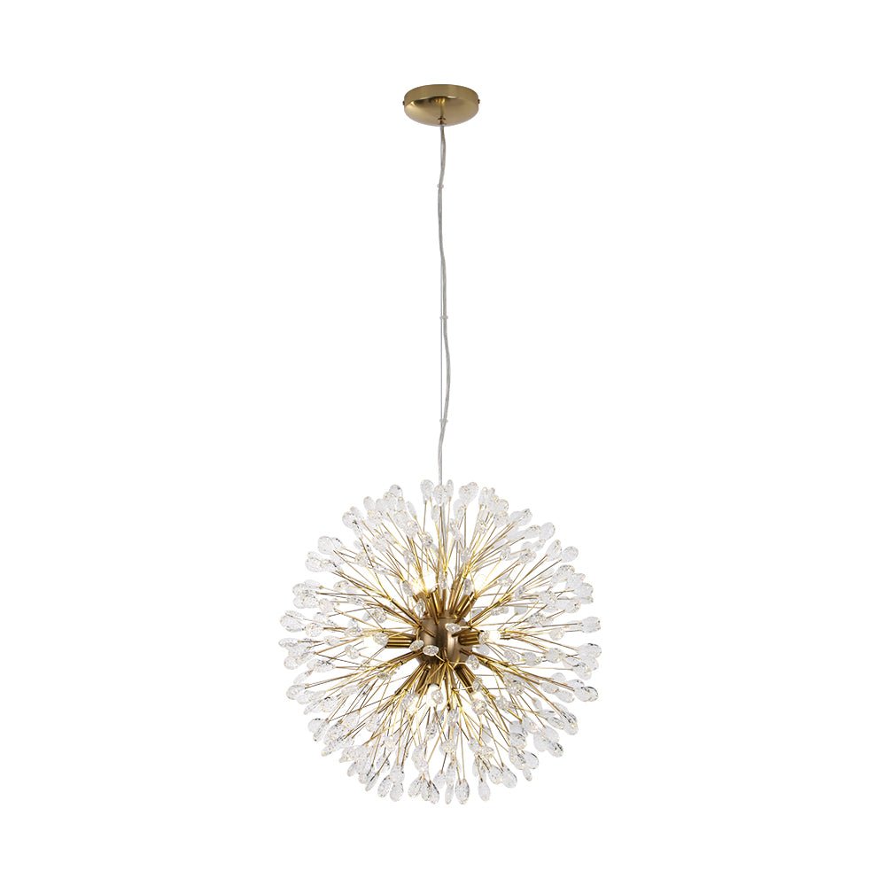 9-Light Floral Crystal Dandelion Chandelier - Round Firework Design for Living Room & Dining Room Lighting