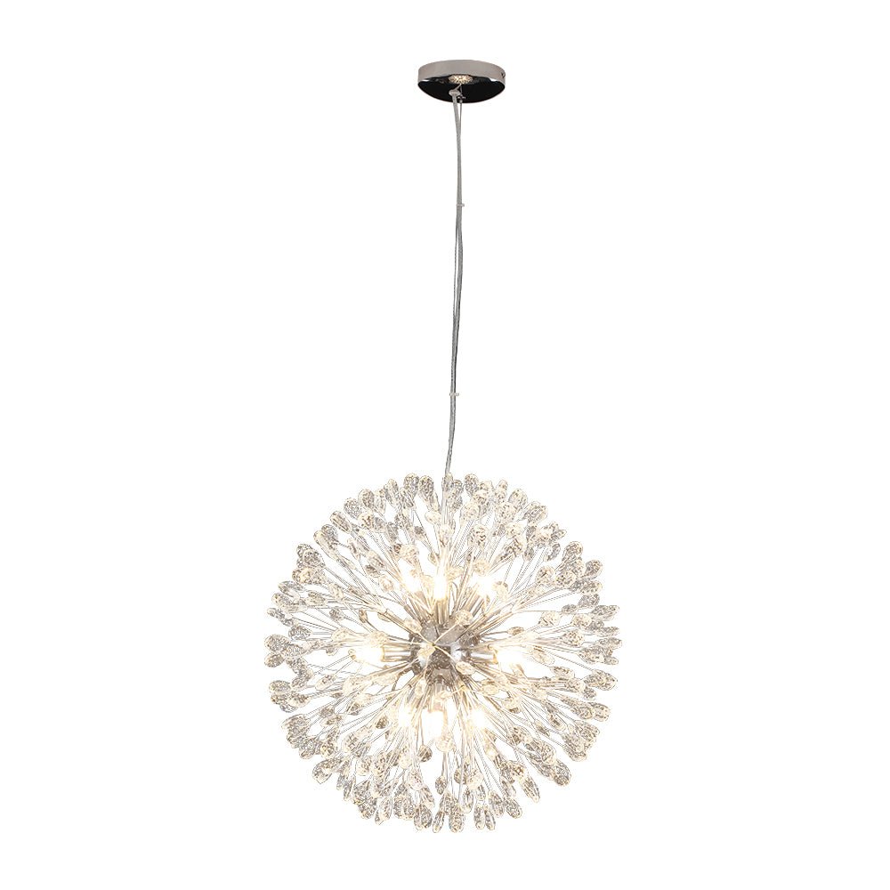 9-Light Floral Crystal Dandelion Chandelier - Round Firework Design for Living Room & Dining Room Lighting