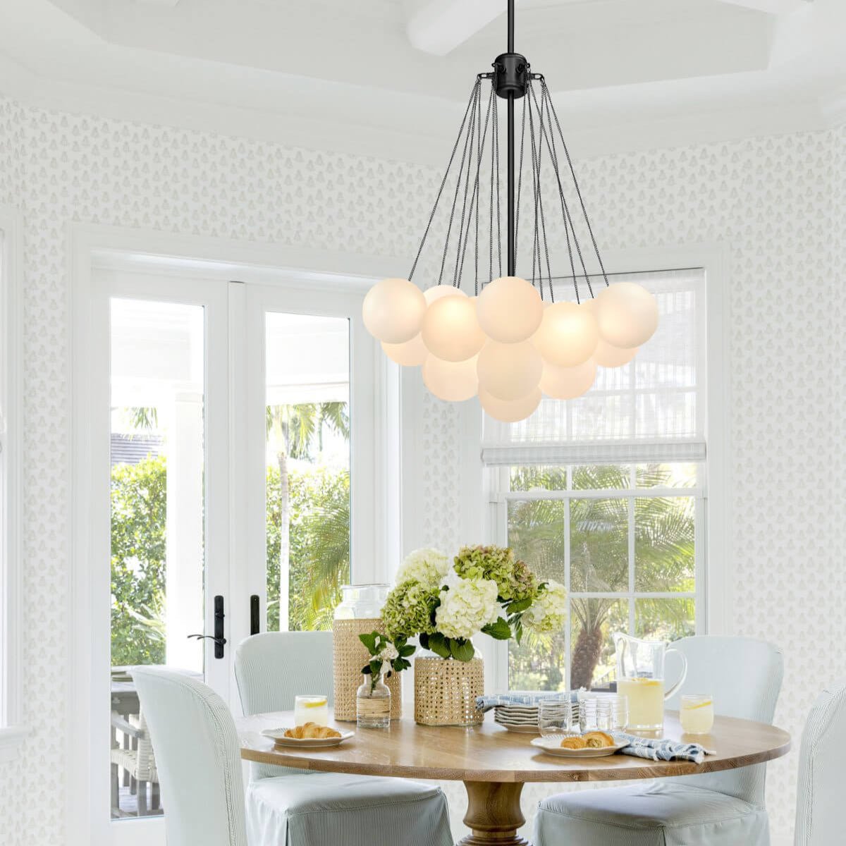 Modern Glass Bubble Chandelier Light Fixture for Dining Room & Living Room Decor