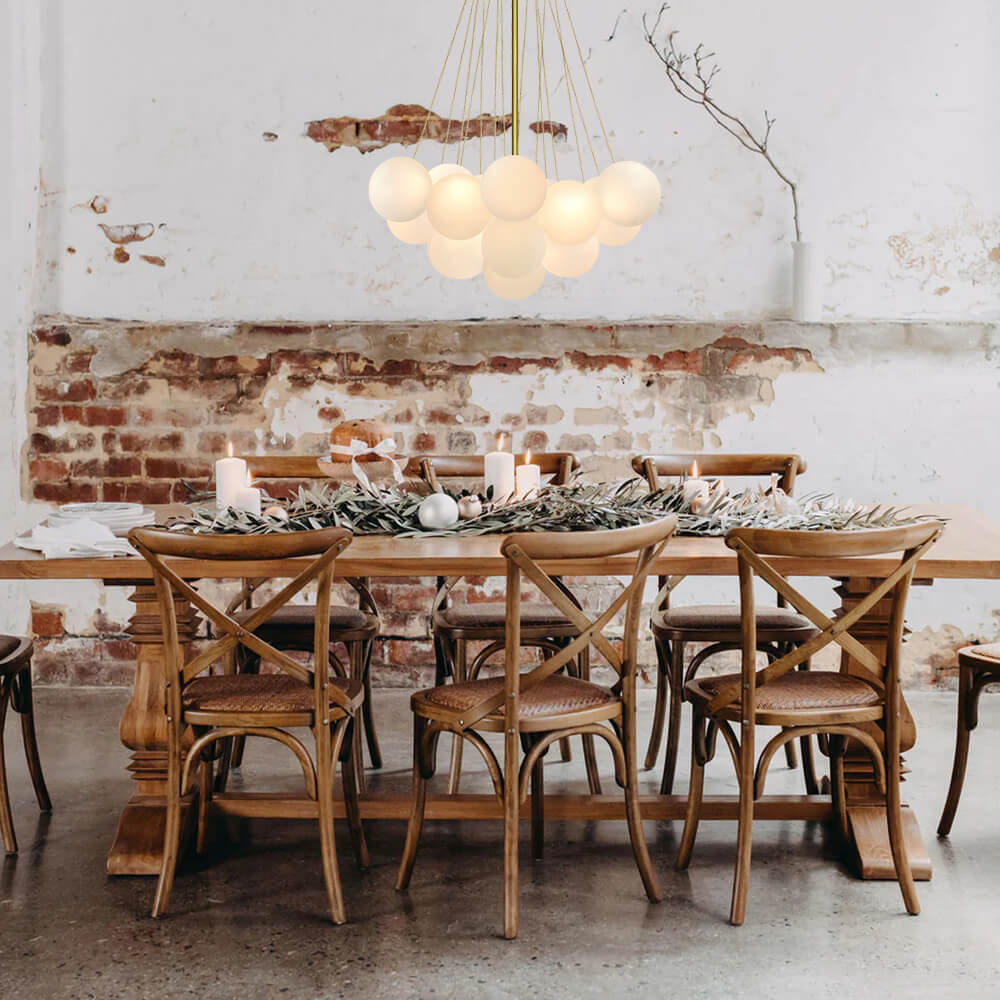 Modern Glass Bubble Chandelier Light Fixture for Dining Room & Living Room Decor