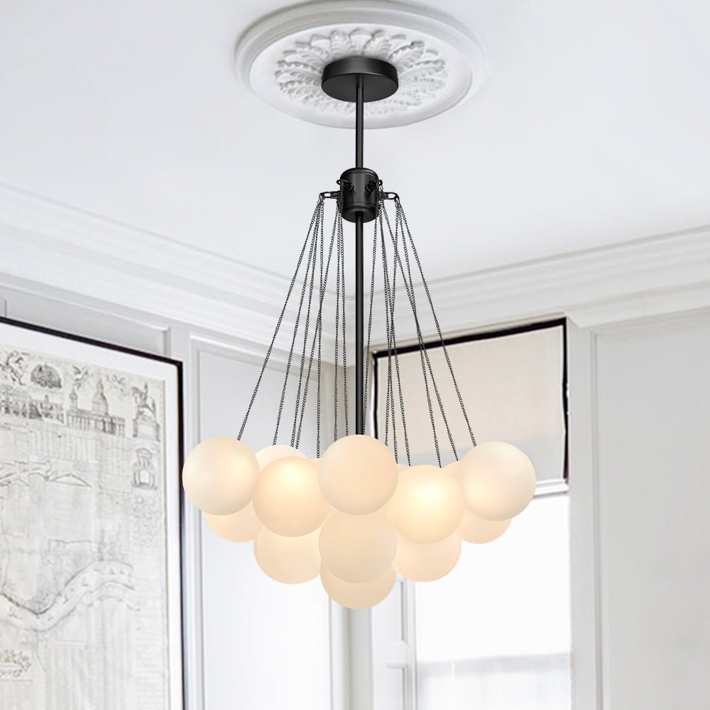 Modern Glass Bubble Chandelier Light Fixture for Dining Room & Living Room Decor